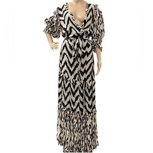 FEATHER  & FIND  Long Sleeve Rayon Wrap Long Bali Dress